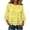 Yellow, variant on Lenpel Womens Cotton Linen Tops Fall 3/4 Length Sleeve Crew Neck Peplum Blouses Casual Fashion Hollow out Shirts