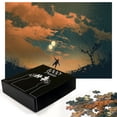 thumbnail image 3 of Ambesonne Fantasy Jigsaw Puzzle, Starry Night Sky Fun, Heirloom-Quality Fun Activity for Family Durable Cardboard, 1000 pcs, Orange Ash Grey, 3 of 6