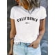 thumbnail image 1 of California 1991 Print Crew Neck T-Shirt, Casual Short Sleeve T-Shirt For Spring & Summer, Women's Clothing, 1 of 6