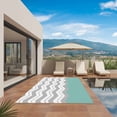 thumbnail image 2 of Grey Chevron Outdoor Rug 4x6 Ft, Non Slip Washable Area Rug, Geometric Turquoise Print Wavy Striped White Patio Rugs Carpet Runner, Large Floor Mat for Indoor/Outdoor Deck Porch Camping, 2 of 8