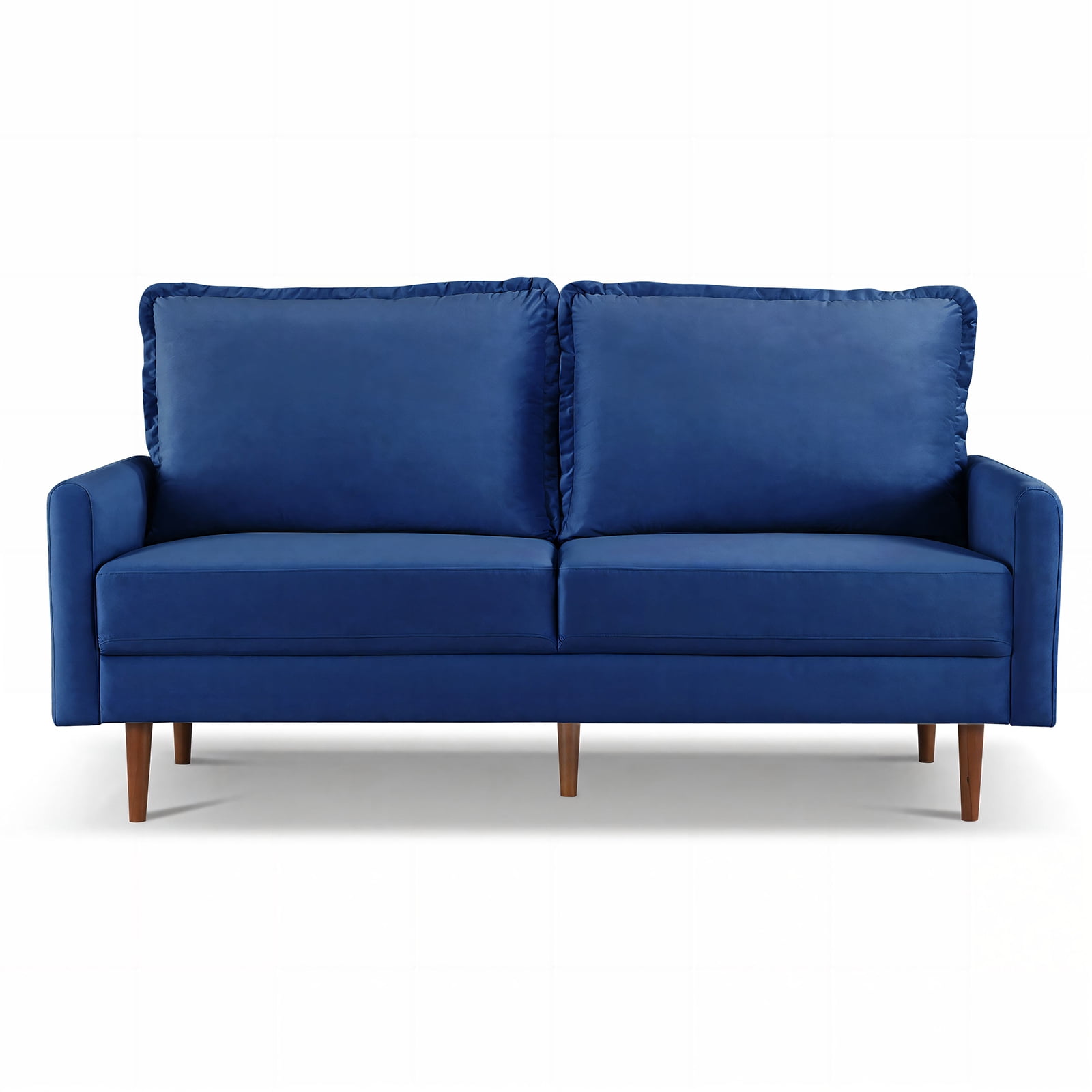 Zephyr 69" Modern Contemporary Sofa, Velvet Upholstered Loveseat Couch with Tassle Sewn Back Cushion, Blue