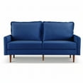 thumbnail image 3 of Zephyr 69" Modern Contemporary Sofa, Velvet Upholstered Loveseat Couch with Tassle Sewn Back Cushion, Blue, 3 of 9