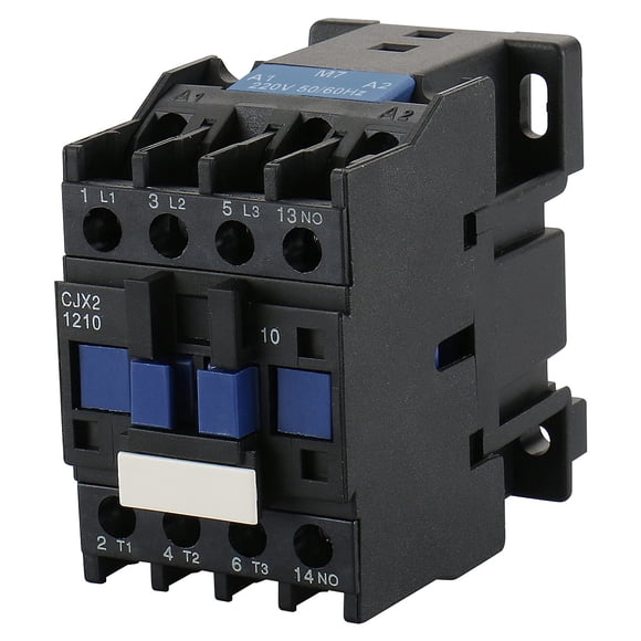 Baomain Contacteur AC CJX2-1210 220V 50/60 Hz Bobine 3 Phases 660V 12A, Interrupteur Auxiliaire 1NO, Contrôle de Circuit Universel, Montage sur Rail DIN