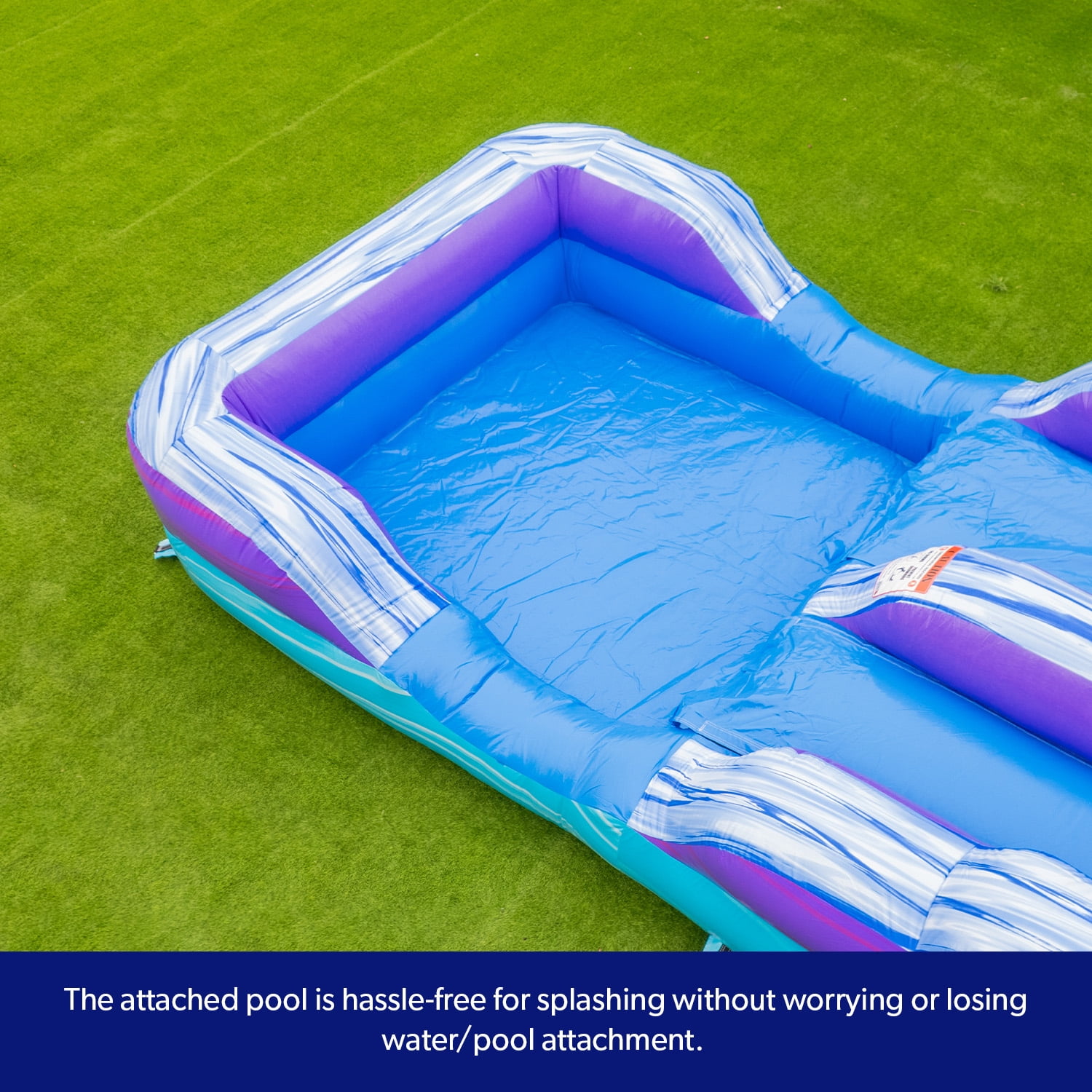 HeroKiddo Marble Vinyl Ocean Wave 16' Inflatable Water Slide with Pool & Blower for Kids & Adults, Outdoor Use