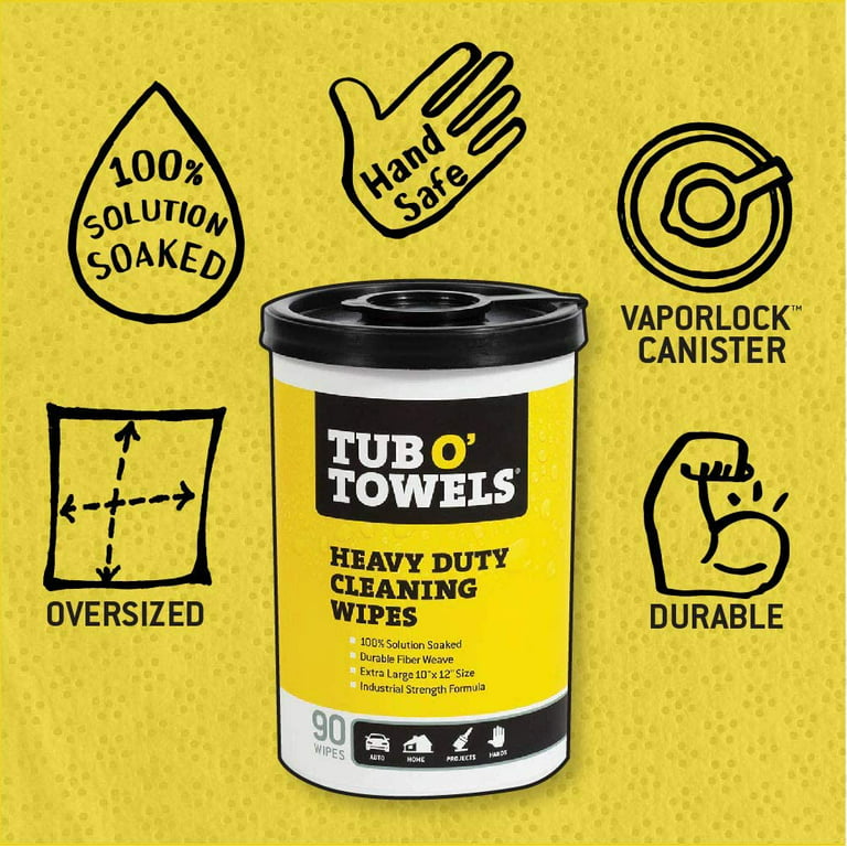 Tub O Towels TW90-2 Heavy-Duty Multi-Surface Cleaning Wipes