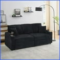 thumbnail image 4 of 80-Inch 3-Seat Corduroy Convertible Sofa with Cup Holder & Pillows, Foldable Chaise Lounge for Living Room, 4 of 12