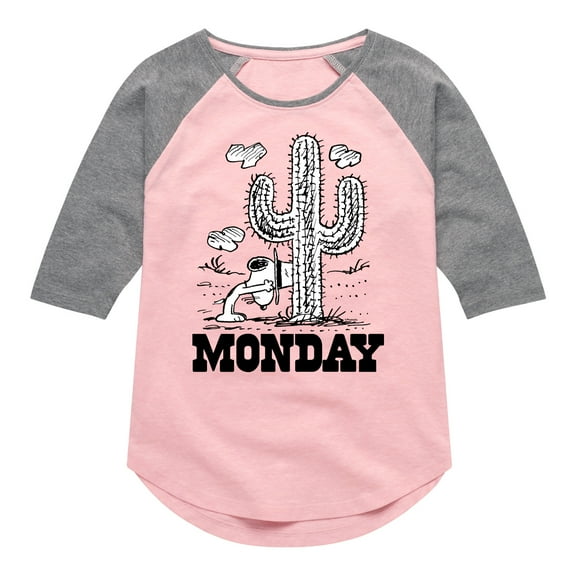 Peanuts - Spike Cactus Monday - Toddler & Youth Girls Raglan Graphic T-Shirt