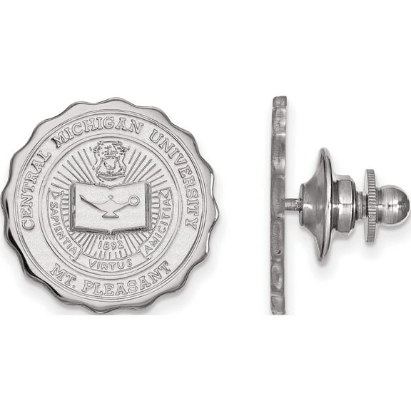 Sterling Silver S. Rh-P Logoart Central Michigan University Crest Lapel Pin (18 X 18) Made In United States ss017cmu