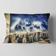 thumbnail image 2 of Designart Storm Above Manhattan Skyscrapers - Cityscape Photo Throw Pillow - 12x20, 2 of 5
