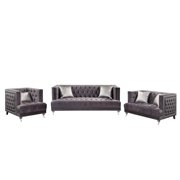 Modern Gray Velvet Sofa + Loveseat + Chair by Acme Hegio 55265-3pcs