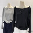 thumbnail image 2 of Autumn Winter One Shoulder Cotton Long Sleeve Slant Shoulder Женская одежда с широкими трюфелями в стиле, 2 of 5