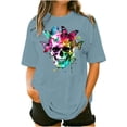 thumbnail image 2 of Inverlee Plus Size Short Sleeve Tops for Women Fashion Skull Print Round Neck Tees Casual Comfy Loose Fit T-shirts, 2 of 5