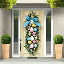 Easter Wreath Door Cover - Realistic Floral Design for Spring Decor, Perfect for Indoor and Outdoor Celebrations, Easy to Hang with Included Rope for Festive Home Decoration