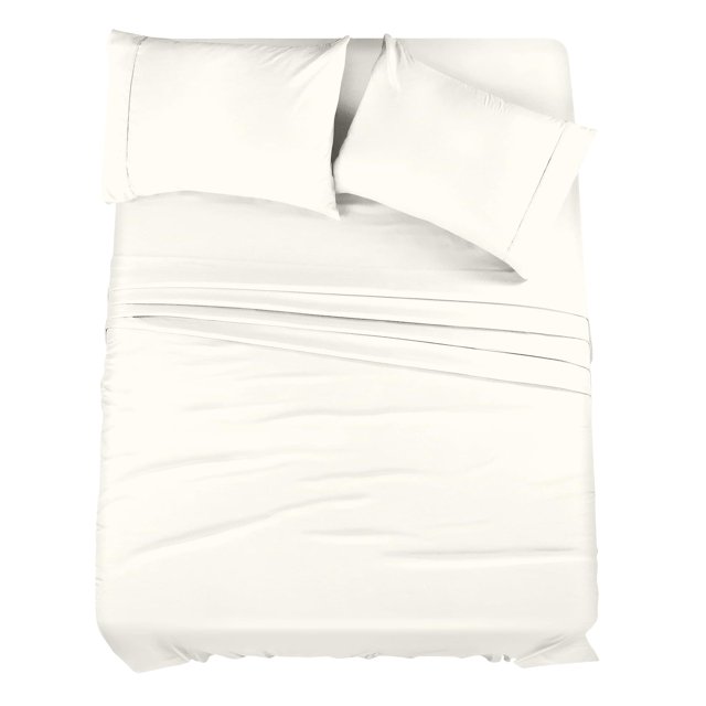 Casavia - Natural 100% Cotton Sheets Queen Sheet Set, Premium Bedding Sets- 400 Thread Count- Soft Sateen 100% Cotton - Deep Pocket, Easy Fit, Queen Sheets, 4 Piece Bed Sheets Queen - Cream