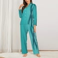 thumbnail image 2 of Uemuo a Teal Ribbonin Pattern Womens Pajama Sets,PJ Set for Women,Pajamas for Women Logo,Long Sleeve Pajama Set for Women,Soft Long Sleeve Top With Pants-X-Large, 2 of 7