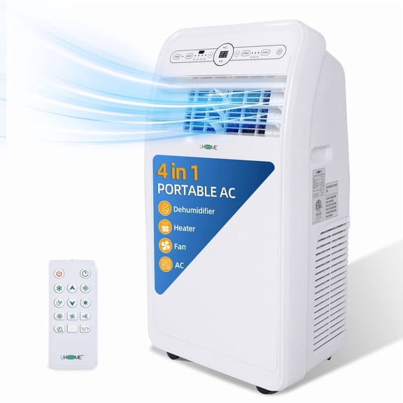 12,000 BTU (7,500 BTU DOE) Portable Air Conditioner Cools 400 sq. ft. with Heater, Dehumidifier, Remote & Window Kit