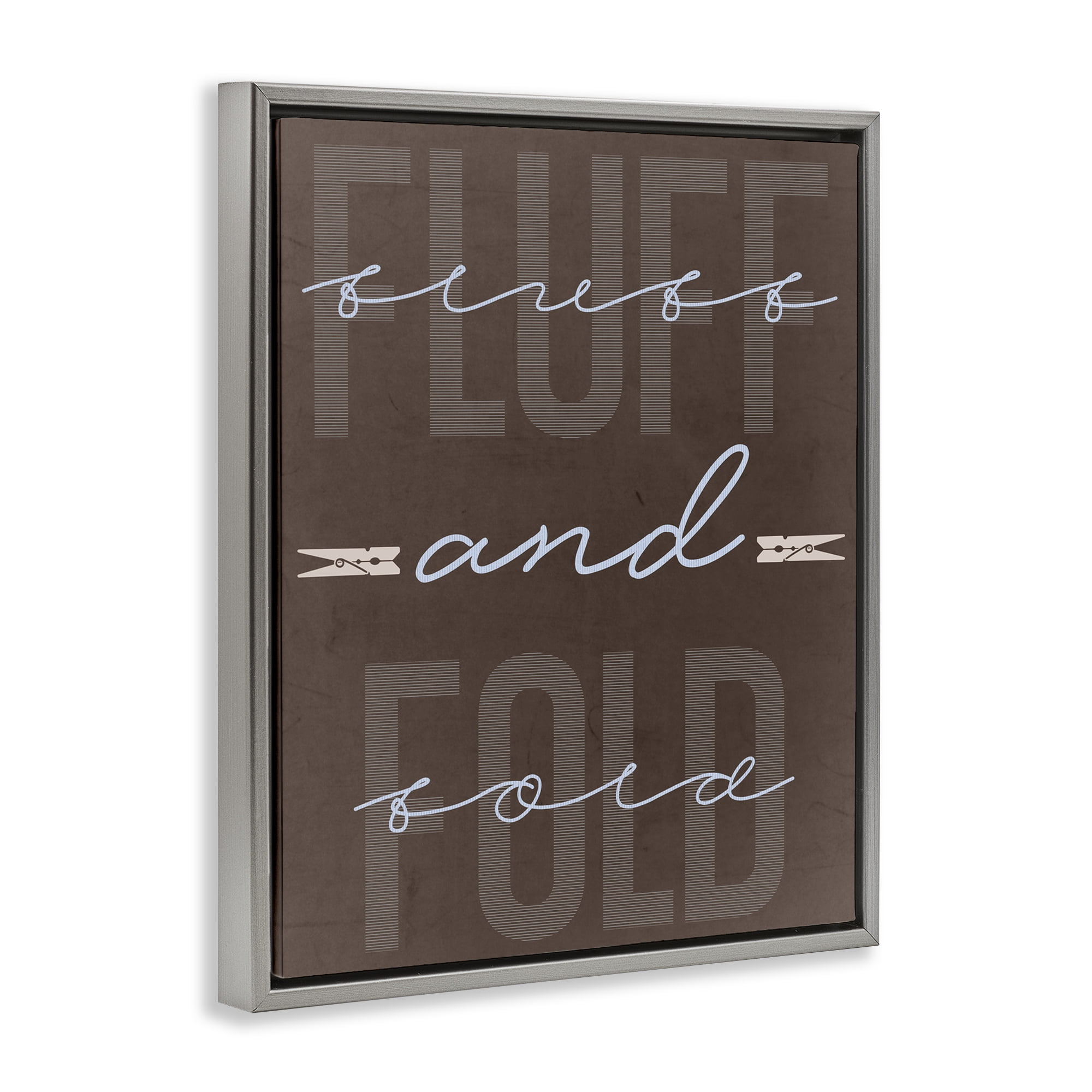Fluff And Fold Brown Minimal Gray Framed Floater Canvas Wall Art, design by Marcus Prime
