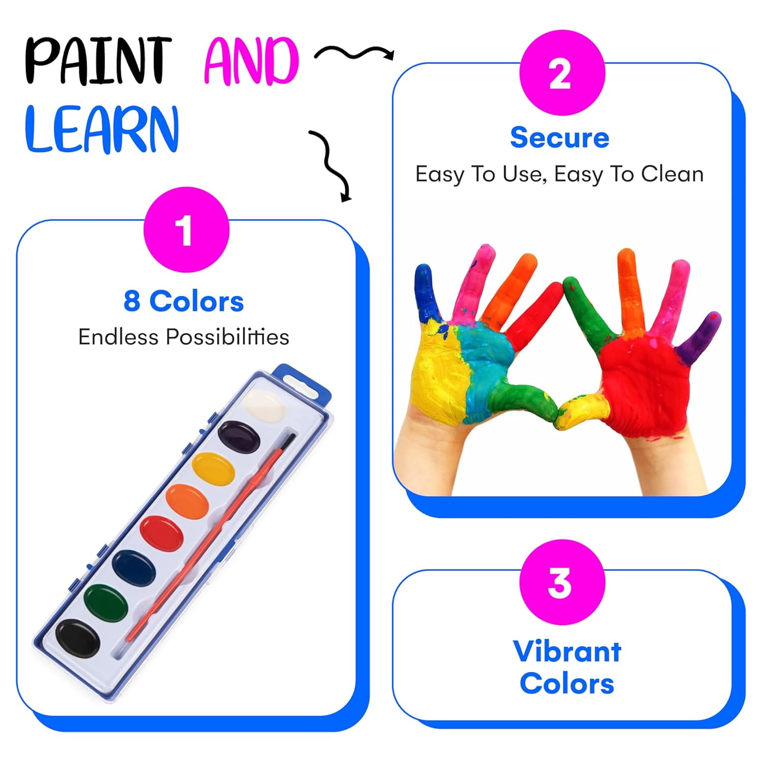 24 Watercolor Paint Set For Kids and Adults - Bulk Pack of 24 Washable Water  color Paint In 8 Colors - Perfect for Preschool Classroom, Children's Art  School , Party Favors - Paintbrushes Included – Kidzlane