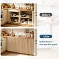 thumbnail image 4 of Tan Linen Cabinet Curtains for Kitchen 28"W x 51"L, Rustic Boho Natural Sand Fiber Under Sink Skirt Magic Tape Short Curtain Decorative Privacy Panel for Pantry Cabinet Opening, 4 of 9