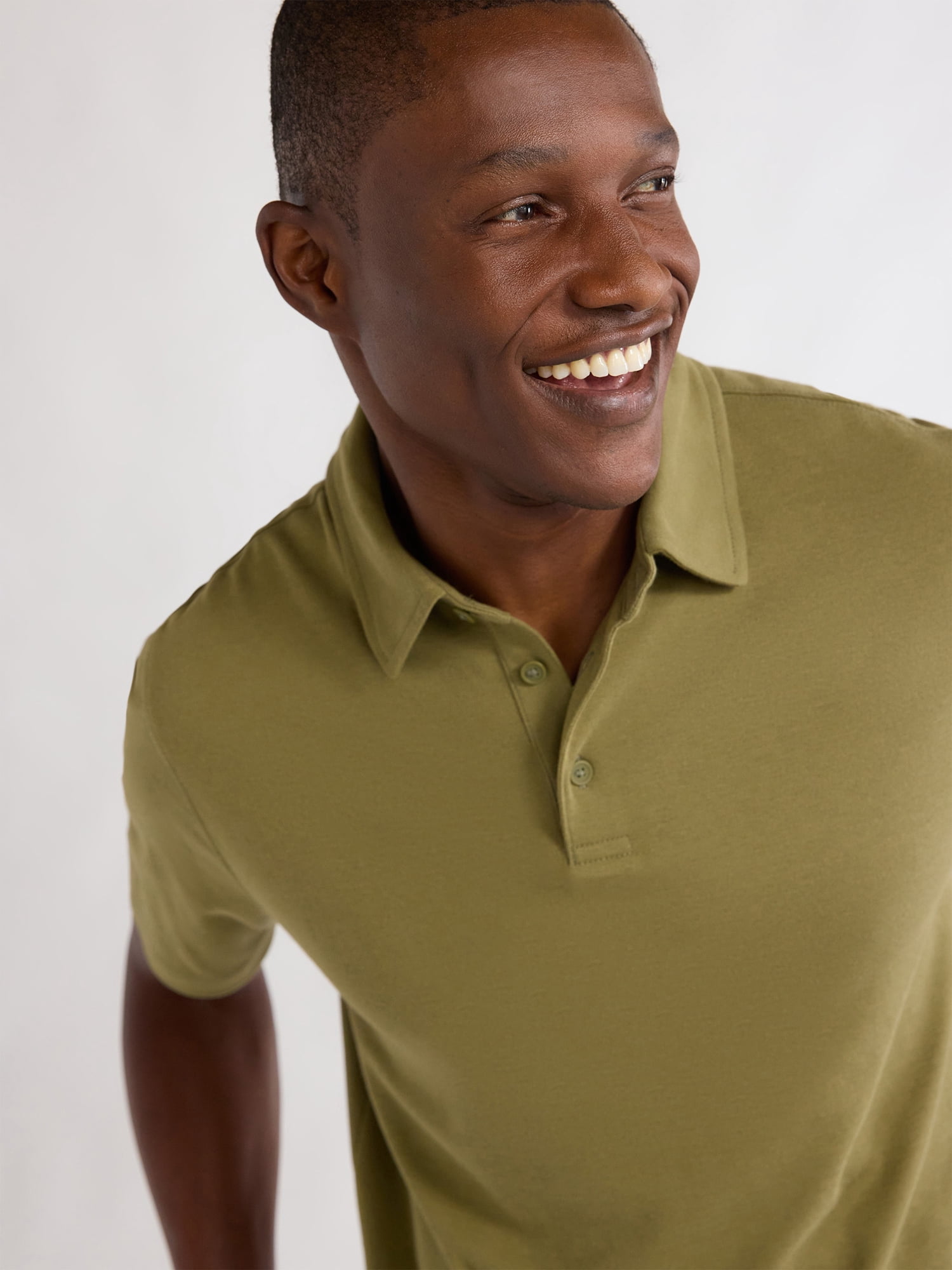 Free Assembly Mens Cotton Polo Shirt with Short Sleeves, Sizes XS-3XL