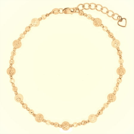 Decadence 14k Yellow Gold Diamond Cut Bead 7.5" Bracelet with 1 inch Extender