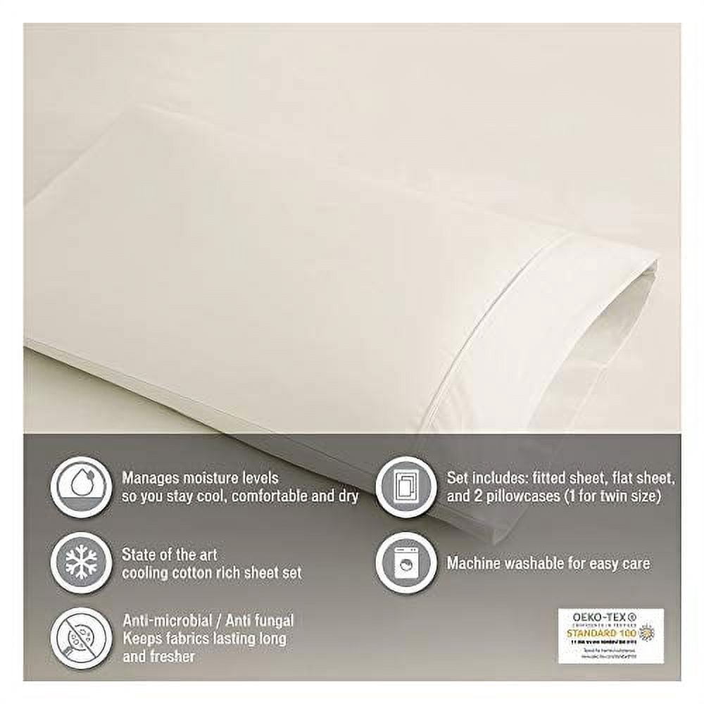 Beautyrest 600 Thread Count White Cooling Cotton Blend 4 PC Sheet Set, King
