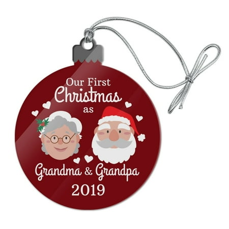 Angry Grandpa Christmas 2019 First Christmas as Grandma Grandpa 2019 Santa Mrs. Claus Acrylic Christmas Tree Holiday Ornament ()