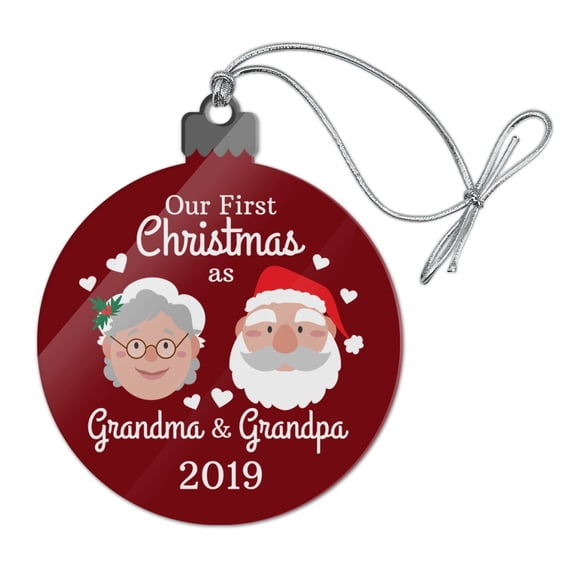 First Christmas as Grandma Grandpa 2019 Santa Mrs. Claus Acrylic Christmas Tree Holiday Ornament