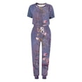 thumbnail image 4 of SnZhen Two Piece Sets for Women Summer Women's Fashionable Printed Short Sleeved Round Neck Drawstring Top With Pants Set, 4 of 4