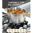 thumbnail image 3 of Michelangelo Triply Stainless Steel Stock Pot with Lid, Luxury Hammered Stainless Steel 6 Quart Pot with Lid & Golden Handle, Premium Induction Stockpot - 6QT, 3 of 8