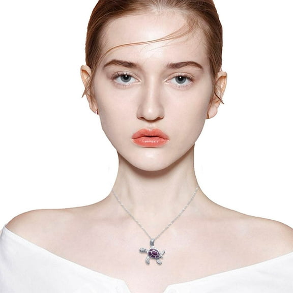 Censtreet Sterling Silver Turtle Ocean Sea Life Necklace Pendant Simulated Blue Opal Plumeria Flower Necklace