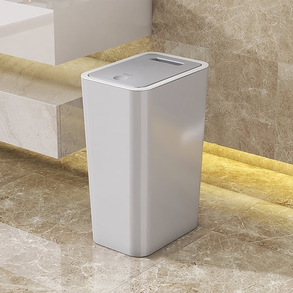 Dvkptbk Poubelle pour Salle de Bain Poubelle avec Couvercle Poubelle avec Couvercle à Pression Corbeille en Plastique avec Couvercle à Ouverture Instantanée pour Toilette Bureau Chambre Poubelle Essentiels pour la Maison