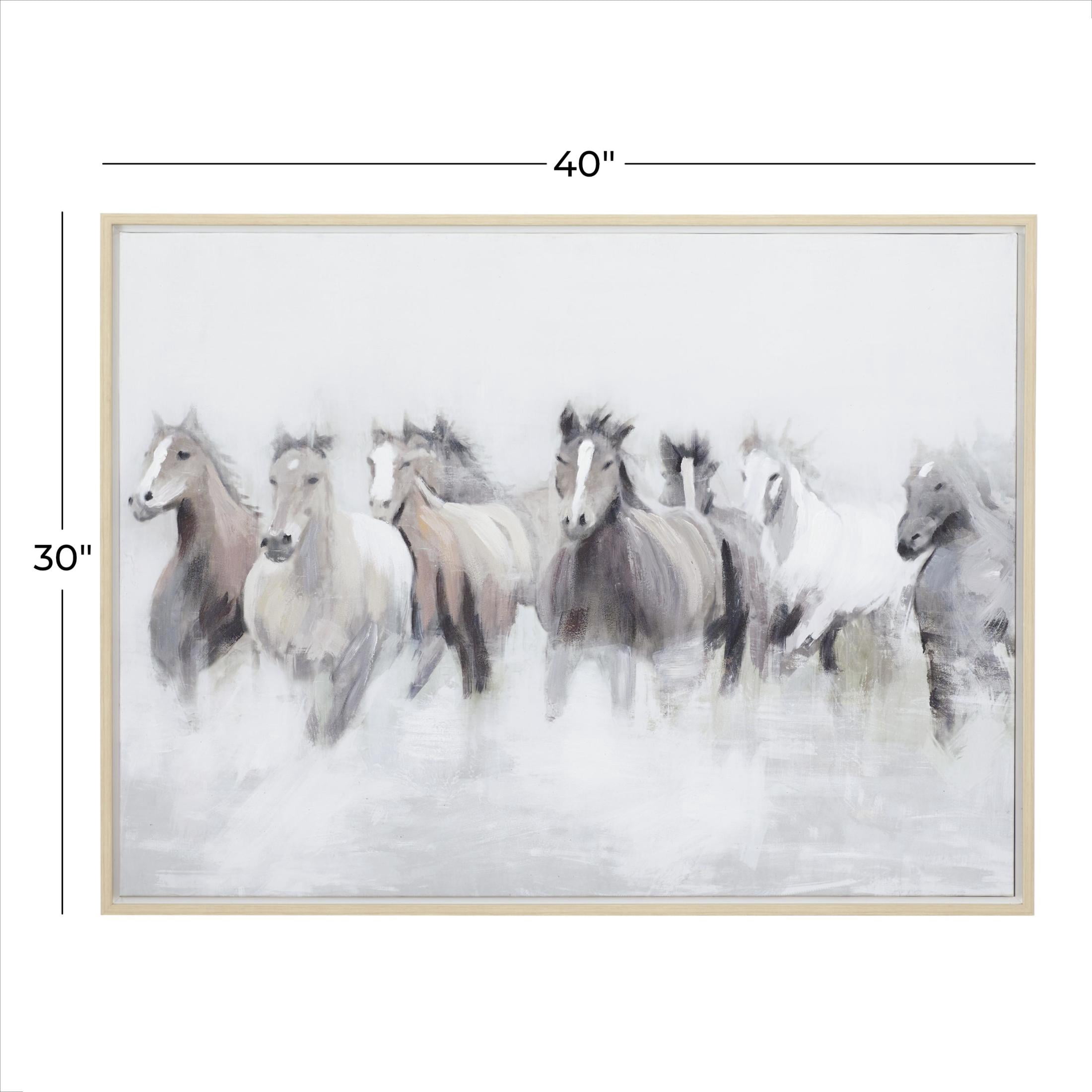 40" x 30" Horse Framed Wall Art with Brown Frame, by DecMode