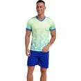 thumbnail image 3 of Sholeno Mens Soccer Jersey Short Sleeve Football T-shirt with Shorts Set Basketball Training Uniform Fluorescent Green L, 3 of 7