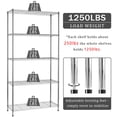 thumbnail image 3 of 5-Tier Wire Shelving Unit Adjustable Metal Shelf Storage Shelves 1250Lbs Capacity NSF Wire Rack Shelving for Office Kitchen Garage Basement, Silver, 3 of 9
