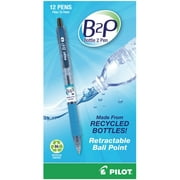 Pilot B2P "Bottle To Pen" Retractable Ballpoint Pens, Fine Point, 0.7 mm, 86% Recycled, Translucent Blue Barrels, Black Ink, Pack Of 12