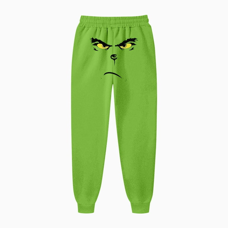 Grinch Sweatpants Christmas Sweatpants Christmas Pants Men s Sports Fitness Pants Loose Running Casual Plus Size Solid Color Rope Pants Fluorescent Green L Walmart