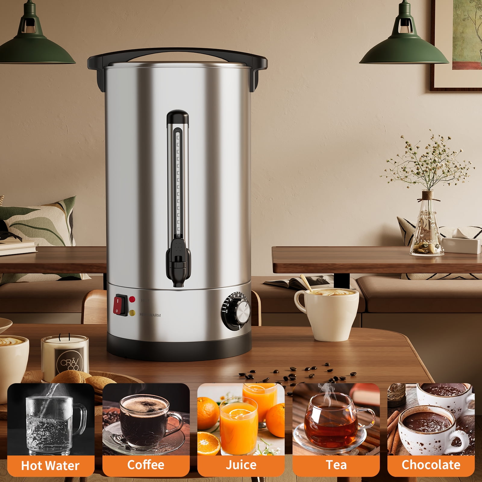 Kojooin Commercial Coffee Maker – Large Stainless Steel Electric Coffee Maker, Double-Insulated, with Filter Basket – Suitable for Buffets, Catering Services, Parties, Weddings, and Business Events