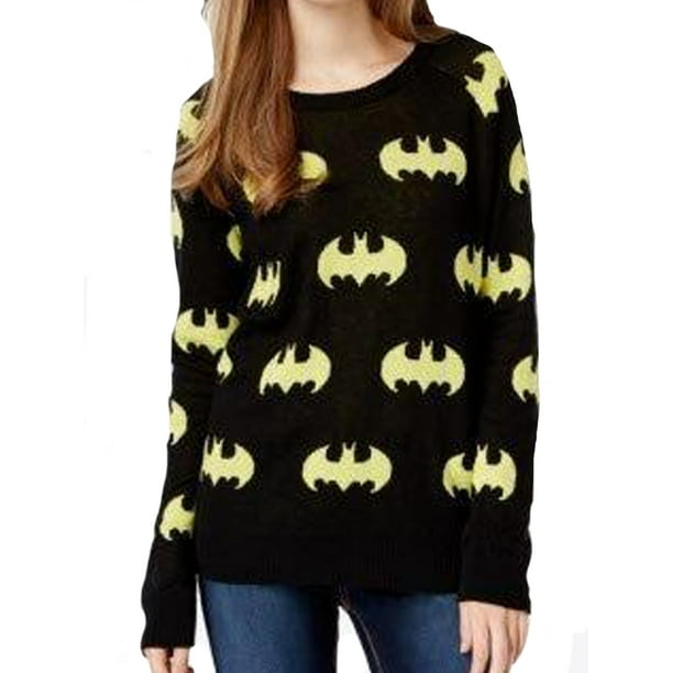 Batman Logo All Over Junior Women's Pull Over Sweater DC Comics Size:  Medium 