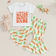 thumbnail image 2 of Bagilaanoe 3Pcs Baby Girl Easter Clothing Sets Toddler Letter Print Short Sleeve T-shirt Tops + Flare Trousers + Headband 6M 12M 18M 24M 3T 4T Kids Pants Set, 2 of 6