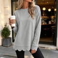thumbnail image 3 of Livrdious Crewneck Sweatshirts for Women Scalloped Long Sleeve Pullover Tops Relaxed Fit Solid Casual Fall Outfits, 3 of 8