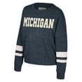 thumbnail image 2 of Women's Colosseum Navy Michigan Wolverines Lost City Speckle Pullover Sweatshirt, 2 of 3