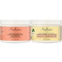 SheaMoisture Leave-In Conditioner Bundle, Coconut & Hibiscus Curl Enhancing Smoothie for Curly Hair, Frizz Control   Jamaican Black Castor Oil Strengthen & Restore for Hair Repair