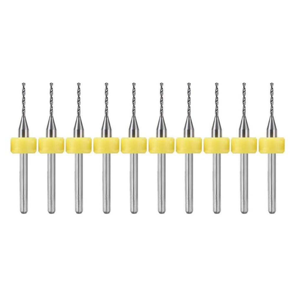 New 10Pc 0.4mm Tip 1/8" Shank Spiral Flute Tungsten Carbide Micro PCB Drill Bits 