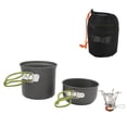 thumbnail image 2 of Ensemble de Cuisine de Camping, Kit de Cuisine Anti-Échaudage Sac à Dos Alumine Roulement Fort Haute Résistance pour Poignée Orange Extérieure, Poignée Verte, 2 of 8