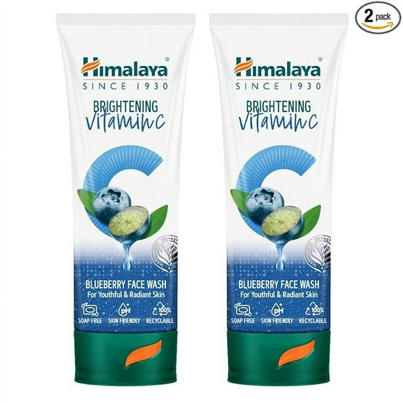 Himalaya Brightening Vitamin C Blueberry Face Wash | Brightening Face Cleanser | Remove Dull Skin | 100ml (Pack of 2)