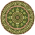 thumbnail image 1 of Ahgly Company Machine Washable Indoor Round Transitional Ginger Brown Green Area Rugs, 4' Round, 1 of 7