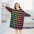 thumbnail image 5 of FORMRS Wearable Blanket Hoodie with Sleeves for Kids Cozy Flannel Sweatshirt, Pink Block Pattern, 5 of 7