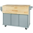 thumbnail image 3 of Tcbosik Kitchen Island with Storage on Wheels, Island Cart with Adjustable Shelf, 2 Doors and 3 Drawers, Rolling Table with Drop Leaf Top, Spice Rack and Towel Holder, Blue, 3 of 11