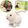 thumbnail image 3 of Tobar: Animigos Bouncing Bunny Rabbit - White - Cuddly Animated Plush Pet, Hops-Wiggles-Snuffles Its Nose, Fun Interactive Toy, Toddlers & Kids 18Mo+, 3 of 8